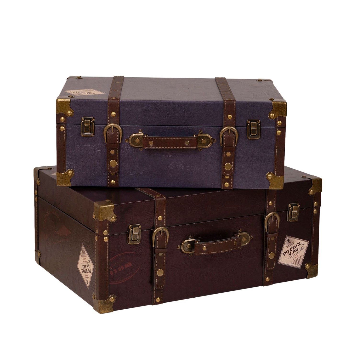 Harry Potter Suitcase Set of 2 - PU Leather - Blue and Burgundy