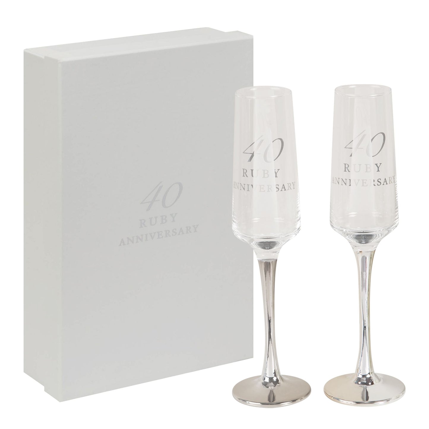 Amore Champagne Flutes Set of 2 - 40th Anniversary