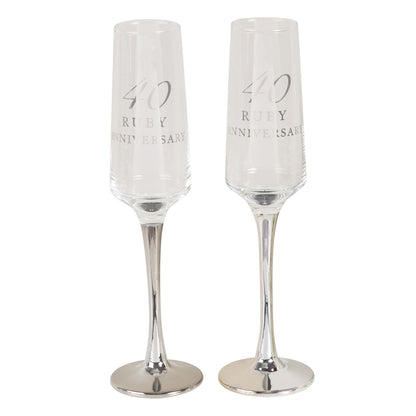 Amore Champagne Flutes Set of 2 - 40th Anniversary