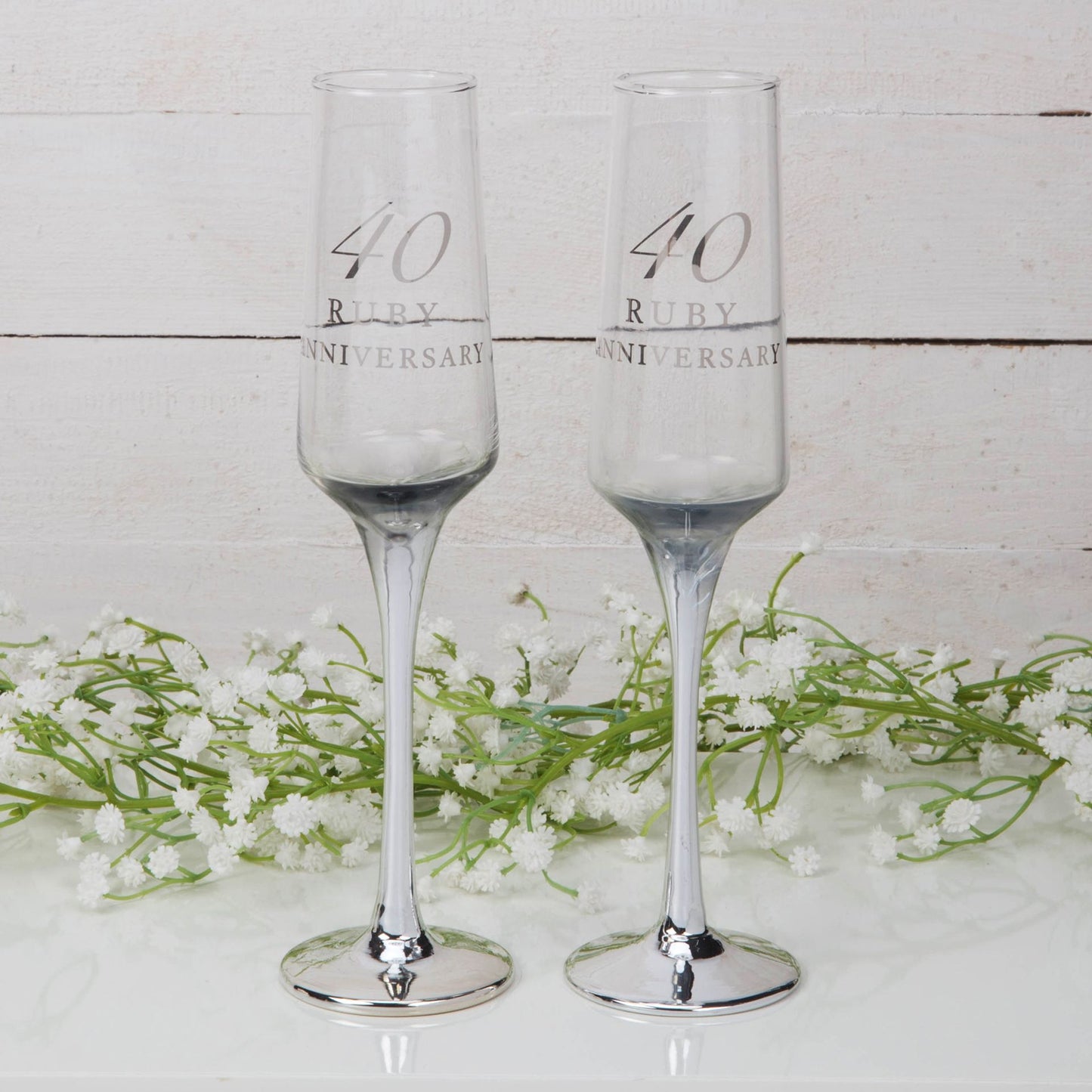 Amore Champagne Flutes Set of 2 - 40th Anniversary