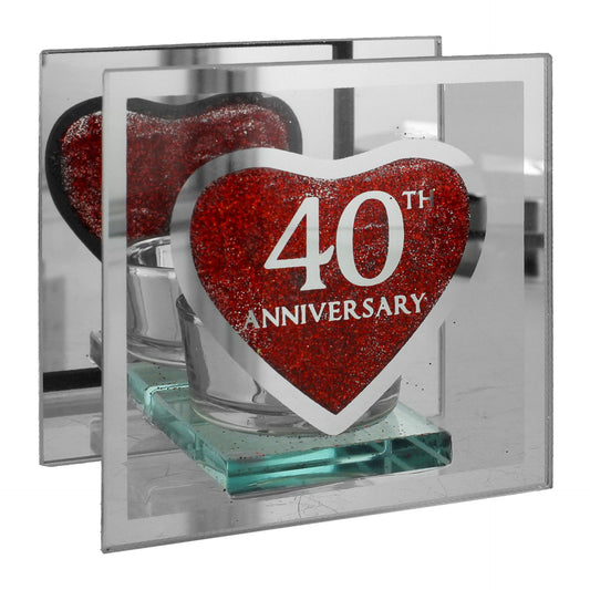 Celebrations 40th Anniversary Glass Tea Light Holder