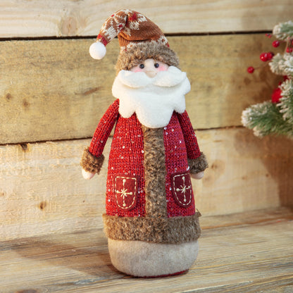 Festive Santa and Snowman Fabric Ornament