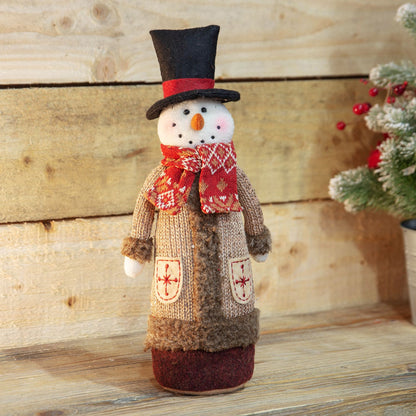 Festive Santa and Snowman Fabric Ornament