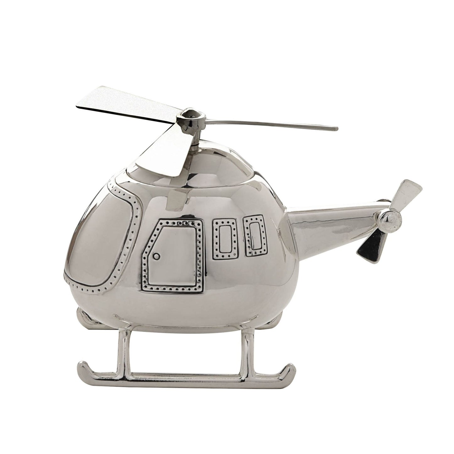 Silver Plated Helicopter Money Box - 11 x 14 x 7 cm