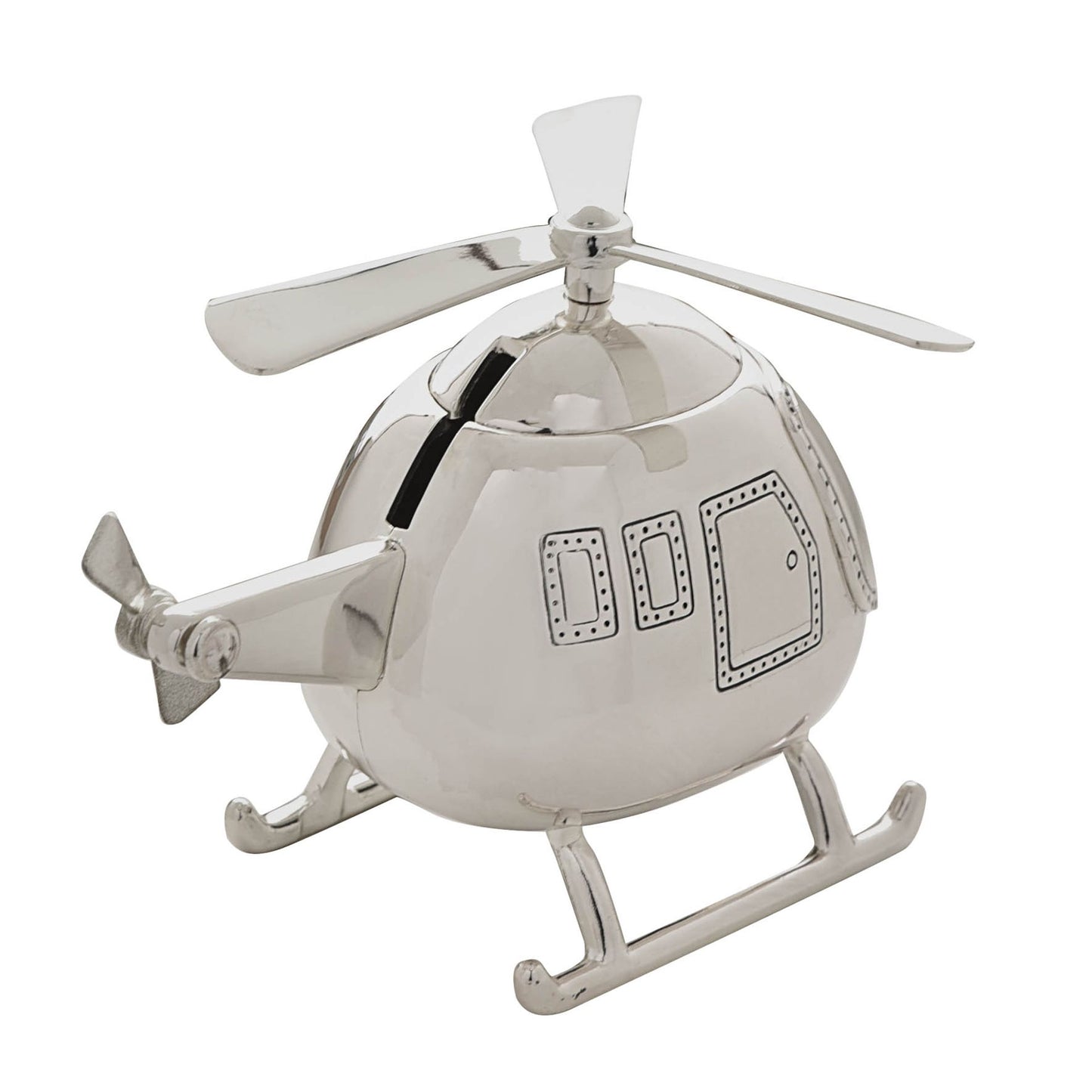 Silver Plated Helicopter Money Box - 11 x 14 x 7 cm