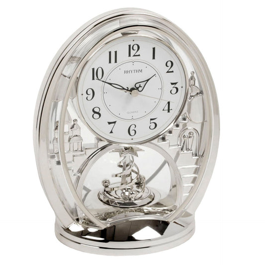 Rhythm Oval Mantel Clock With Pendulum