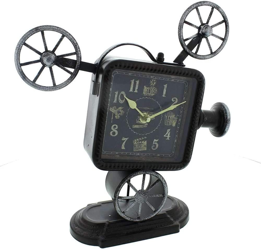 Hometime Metal Mantel Clock - Retro Cinema Projector