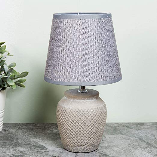 Home Living Ceramic Lamp with Grey Shade 15cm