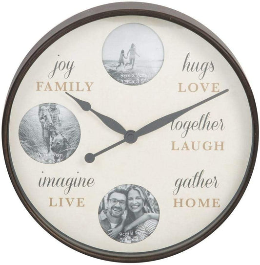 Hometime Round Photo Wall Clock - Love Family