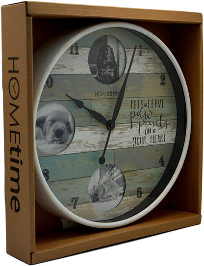 Round Photo Wall Clock - Pets Leave Pawprints