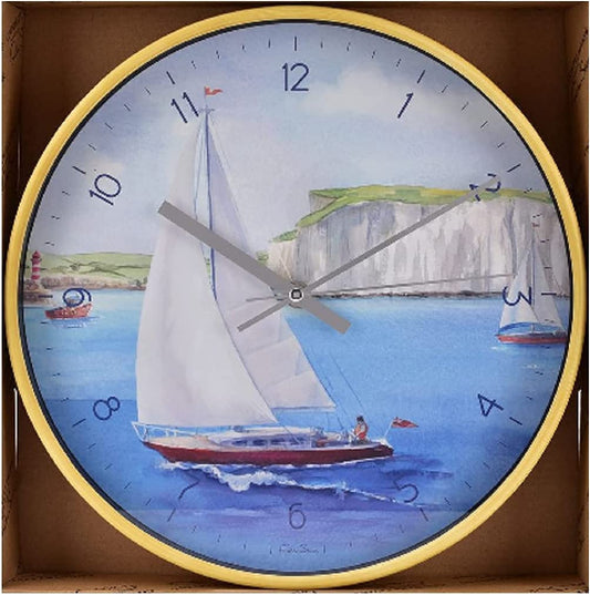 Sail boat at Dover wall clock by Finola Stack