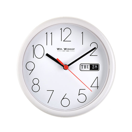 William Widdop White Wall Clock | Time Day & Date Clock