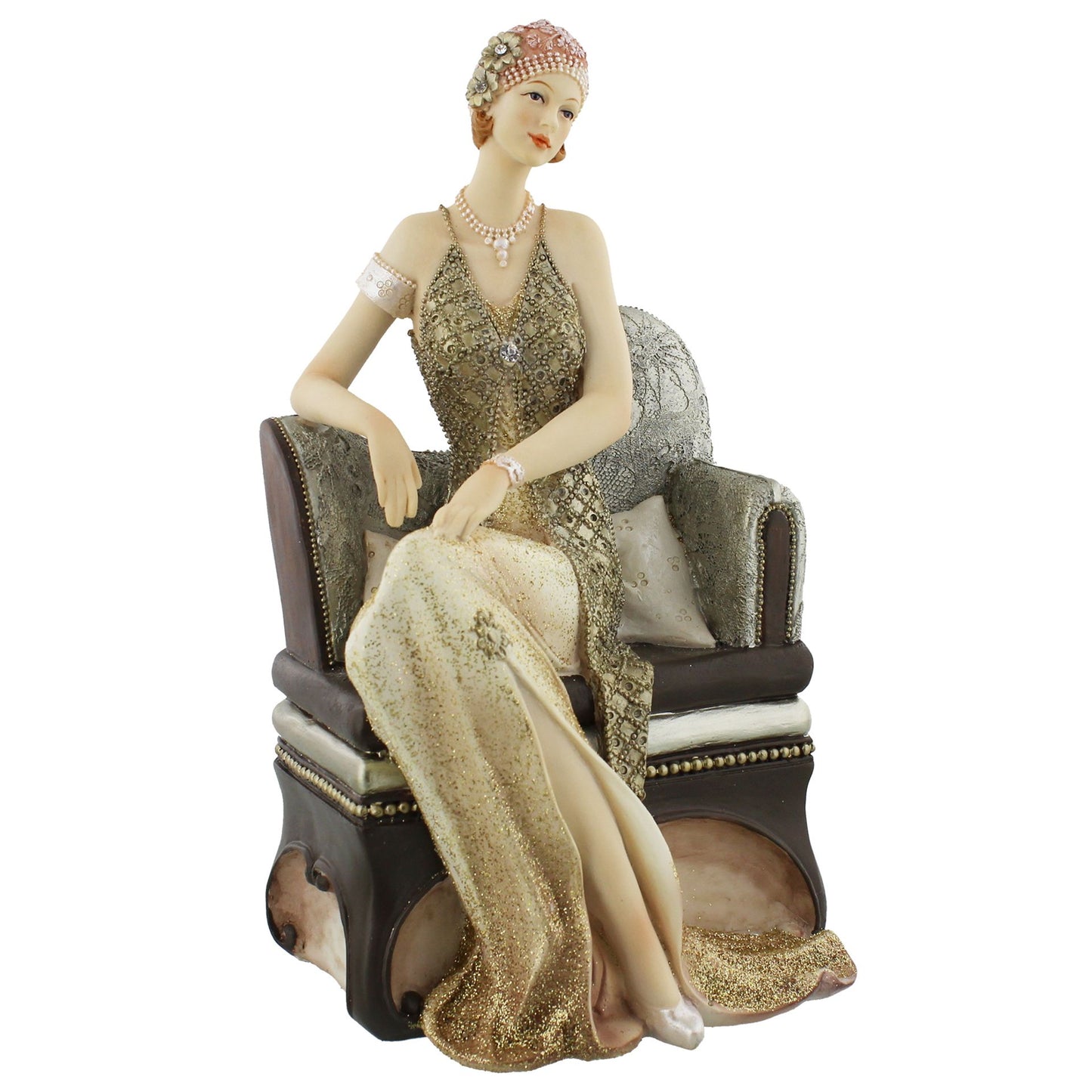 Broadway Belles "Valerie" Lady Figurine, Gold Glitter Dress