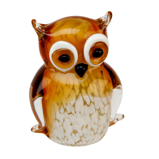 Juliana Objets D'Art Glass Figurine - Amber Owl Paperweight Ornament - Inc Gift Box
