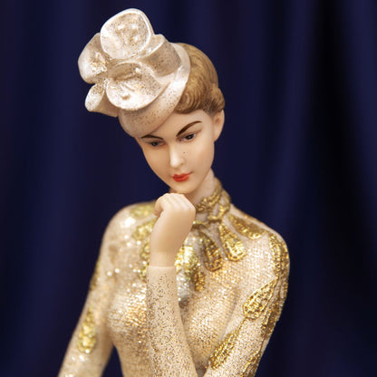 Lady Figurine Ornament In Gold Trimmed Dress Bolero Collection - 34cm Tall