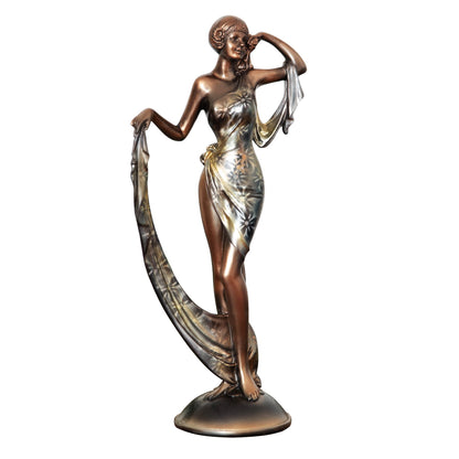 Silhouette Collection Lady Figurine Bronze & Silve - Holding Train of Dress - 31 x 14.5 x 8.5cm