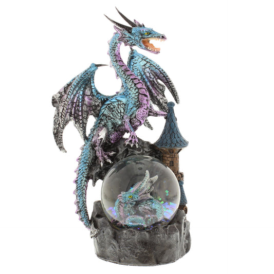 Blue Dragon Figurine, Dragon on Waterball, 696 grams, 21 x 12.5 x 10cm