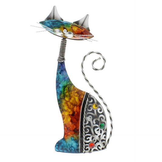 Country Living Natural World Hand Painted Metal Cat Statue - 33cm