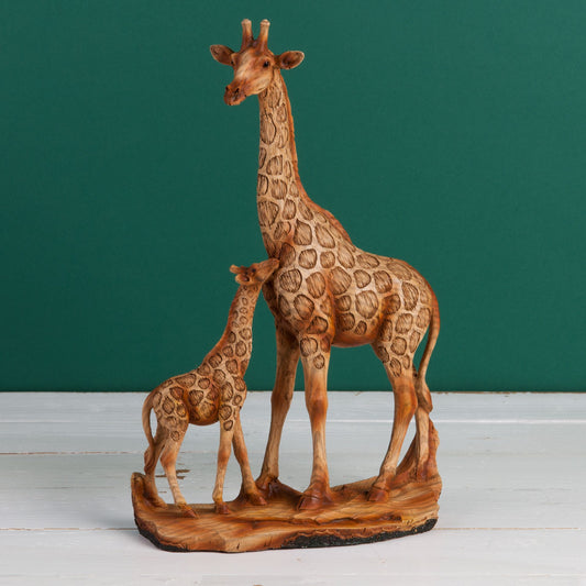 Naturecraft Giraffe and Calf Wood Effect Resin Figurine