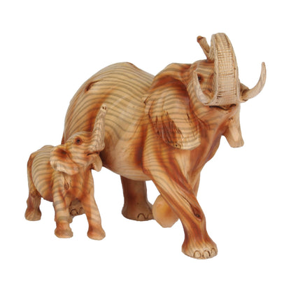 Naturecraft Elephant & Baby Wood Effect Resin Figurine