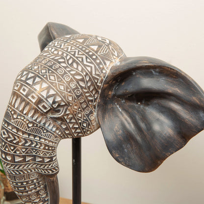 Hestia African Style Ornate Elephant Mask on Stand 32cm