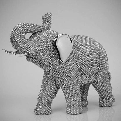 Naturecraft Silver Diamante Elephant Figurine | 19cm