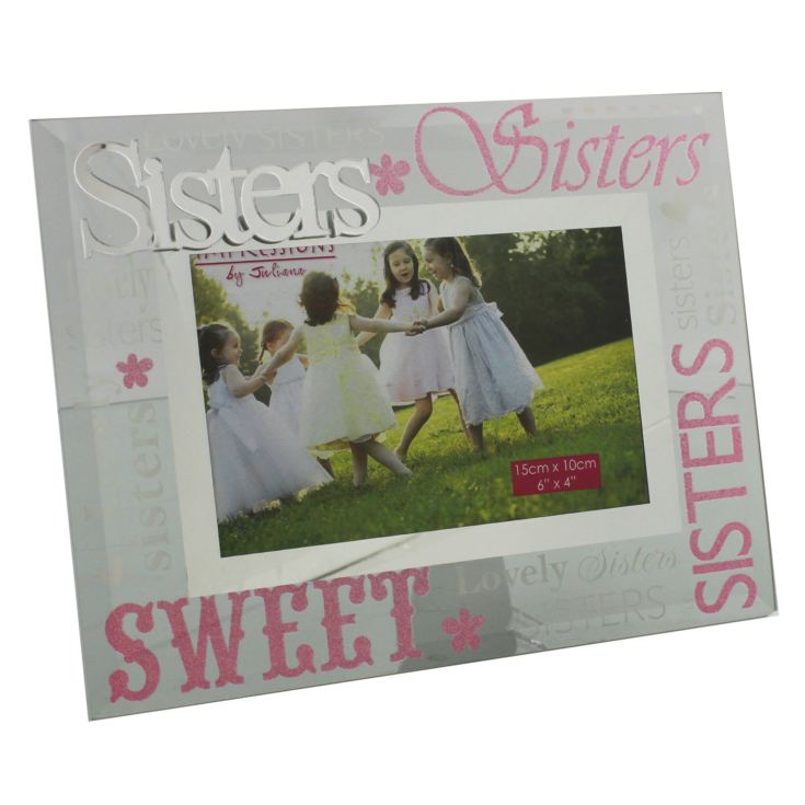 Sisters 3D Word Glass & Mirror 6x4 Photo Frame