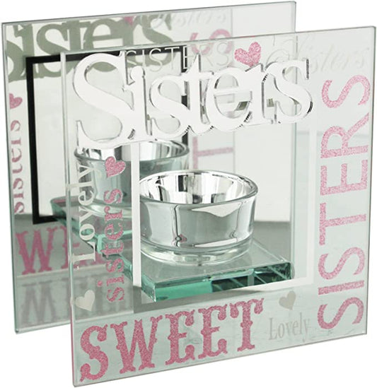 Mirrored Glass Tealight Holders Sisters