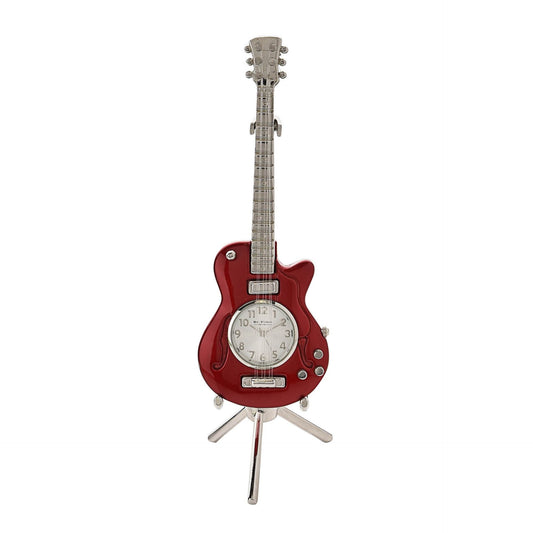 Metal Miniature Clock Red Guitar Clock by William Widdop