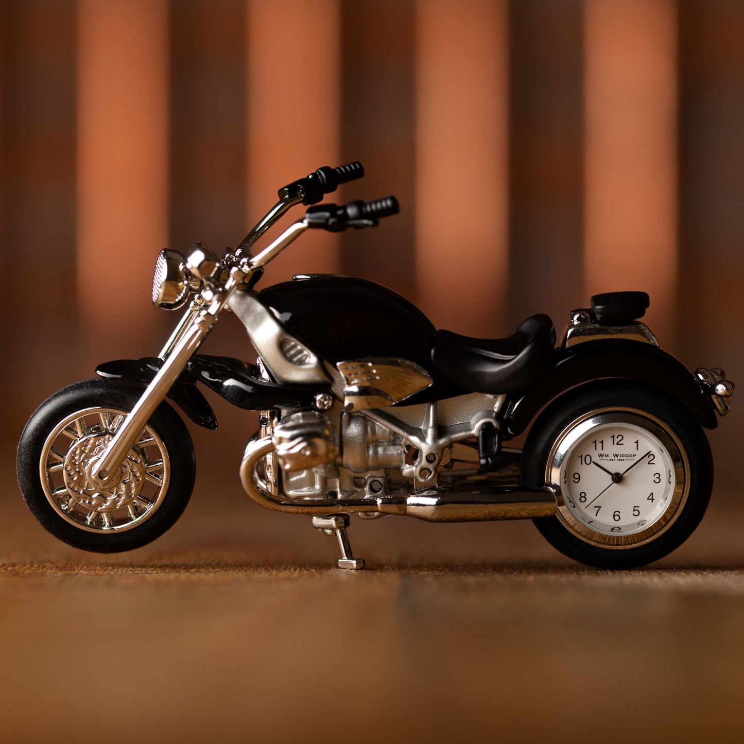 Miniature Motorbike Clock - Black - William Widdop - Metal
