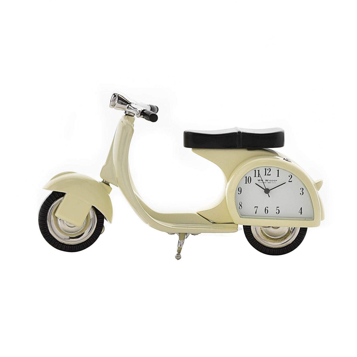 William Widdop Metal Miniature Clock - Cream Vespa Scooter