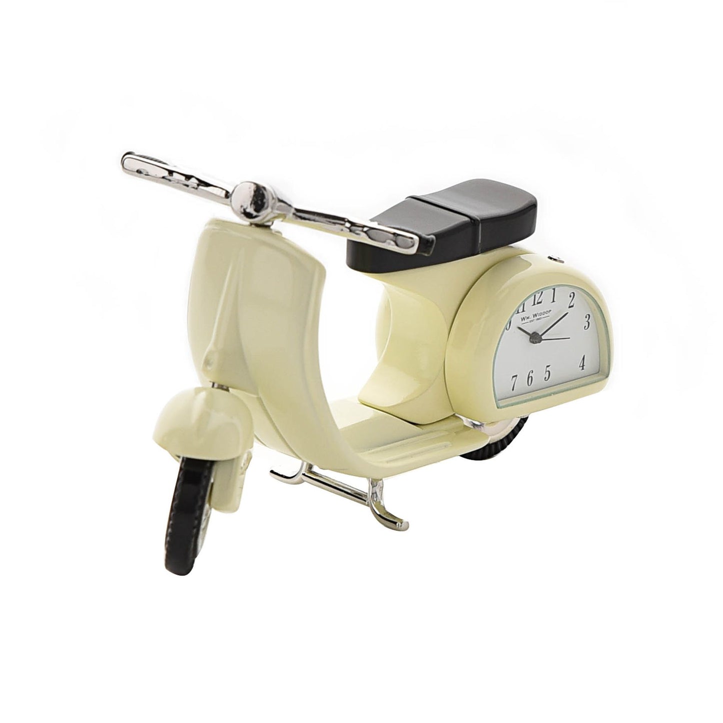 William Widdop Metal Miniature Clock - Cream Vespa Scooter