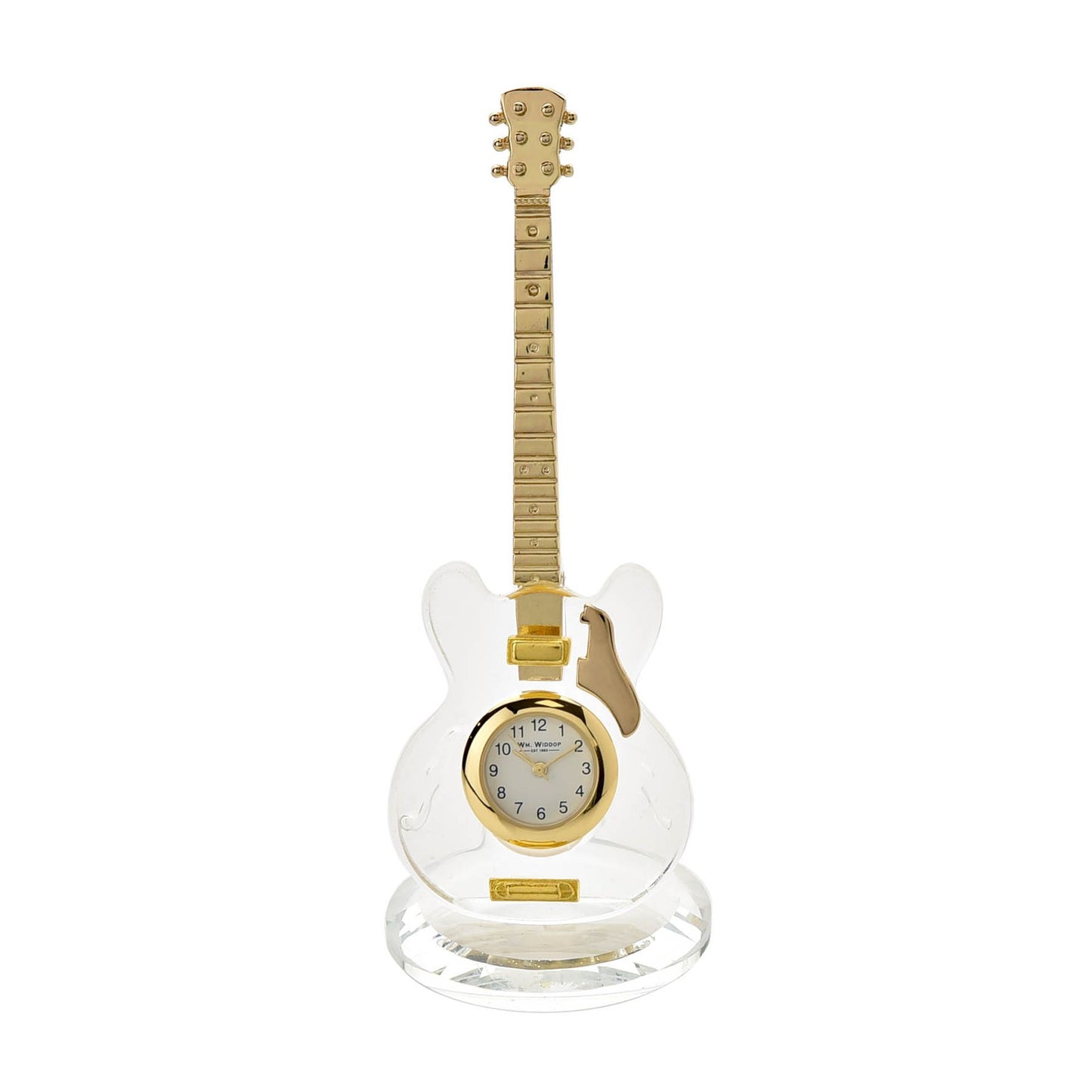 William Widdop Metal Miniature Clock - Glass Guitar