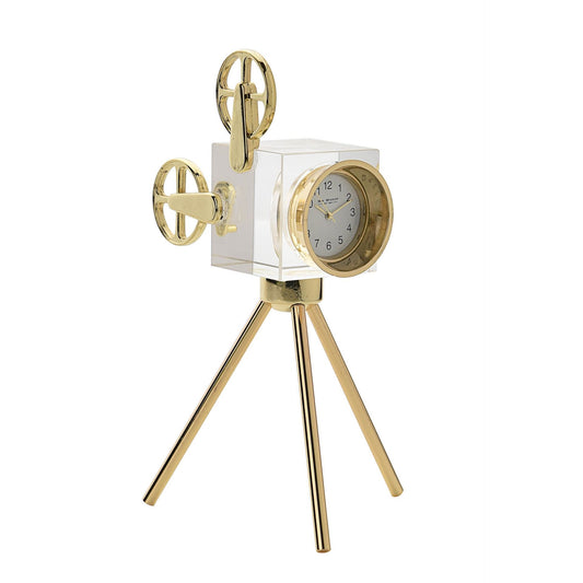 William Widdop Metal Miniature Clock - White Camera with Tripod