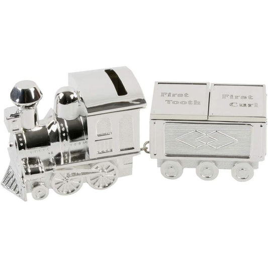 Silver Plated Train Money Box - First Tooth & First Curl Carriage