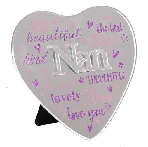 Mirror Heart Plaques with 3D Title Nan