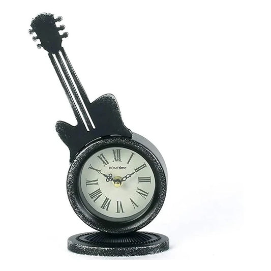 Hometime Metal Mantel Clock - Black Guitar