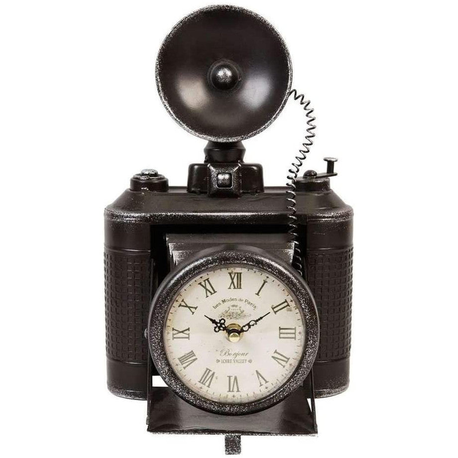 William Widdop Metal Mantel Clock - Camera with Flash