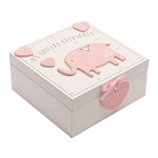 Baby Girl Keepsake Box Pink 7.5 x 16 x 16.5 cm
