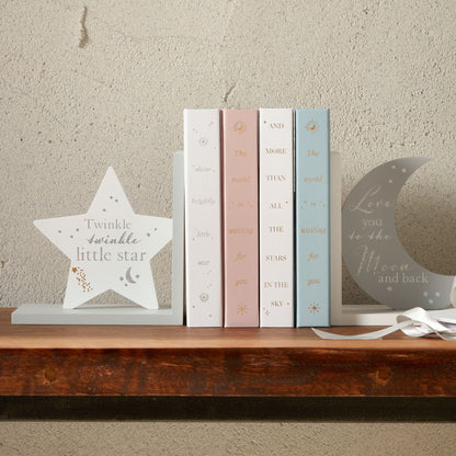 Star & Moon Bookends "Twinkle, Twinkle..." & "Love You..."