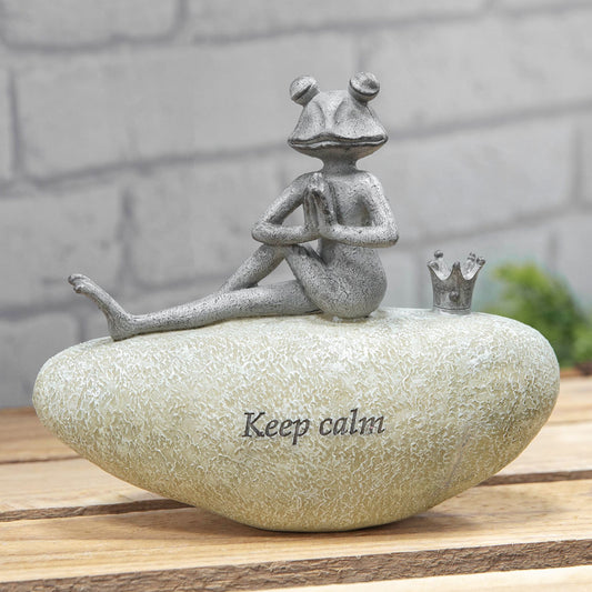 Country Living Frog on Stone Garden Ornament 15.5cm | Keep Calm