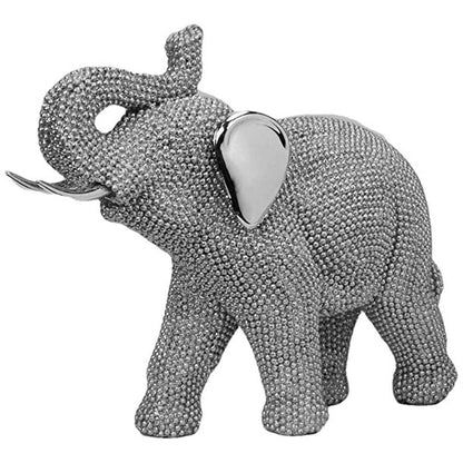 Naturecraft Silver Diamante Elephant Figurine | 19cm