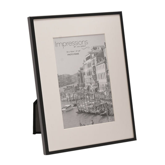 Matt Black Photo Frame | Internal Crisp White Mount | 6x4 inch