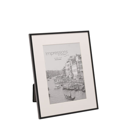 Impressions Matt Black Photo Frame | Internal Crisp White Mount | 5x7 inch