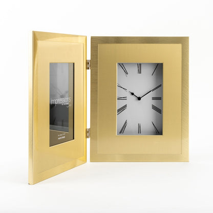Impressions Gold Clock & 6x4" Photo Frame