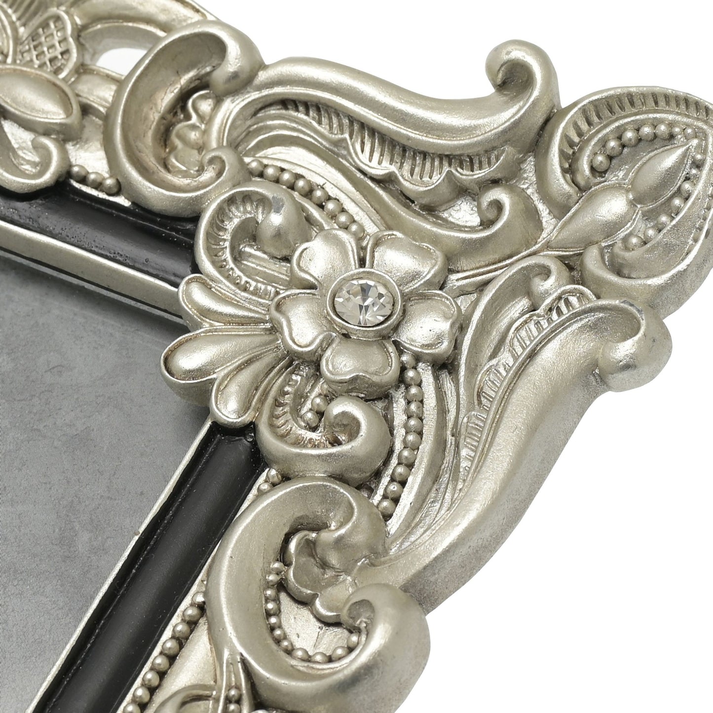 Floral Antique Photo Frame | Vintage Silver | 4x6 inch Photo