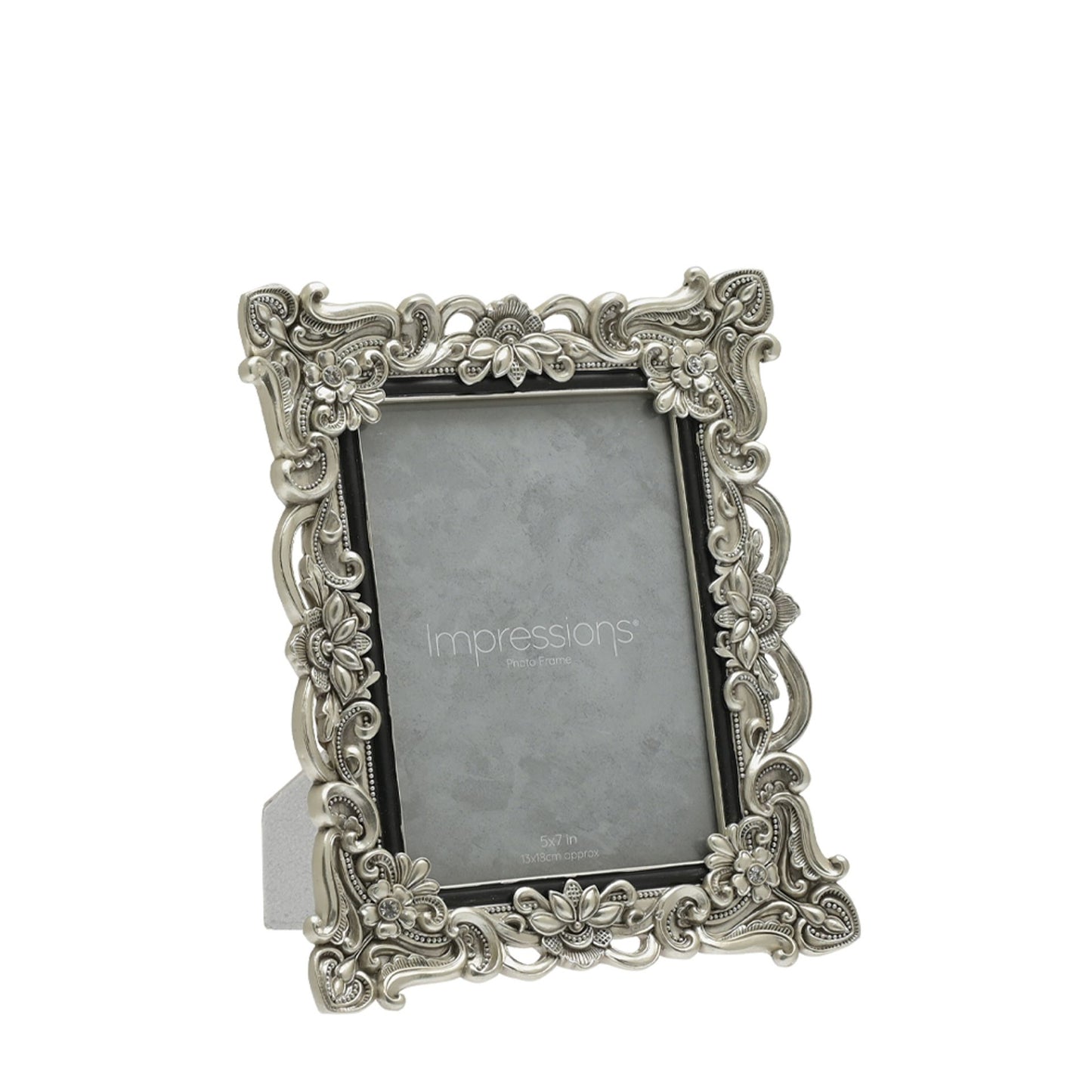 Floral Antique Photo Frame | Vintage Silver | 5x7 inch Photo