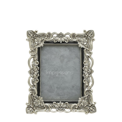 Floral Antique Photo Frame | Vintage Silver | 5x7 inch Photo