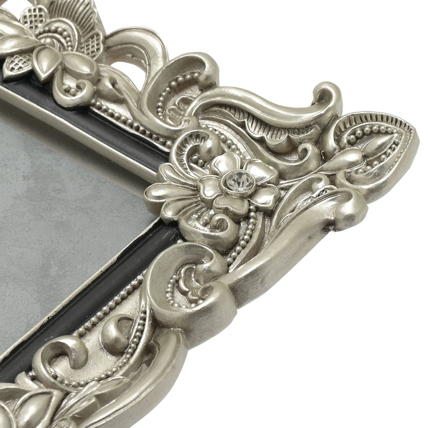 Floral Antique Photo Frame | Vintage Silver | 5x7 inch Photo