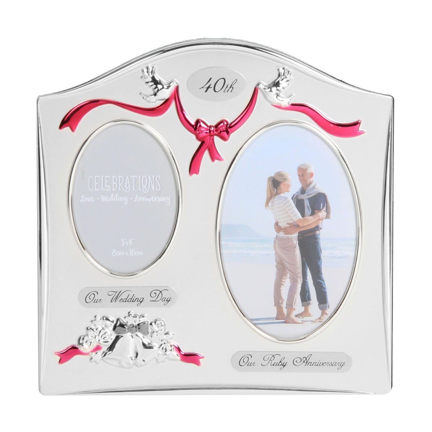 Juliana Photo Frame 2 Tone Silver Plated Double Wedding Anniversary - 40th Ruby FS55040